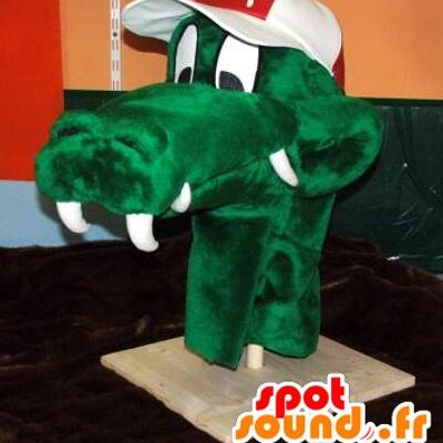 Costume de mascotte personnalisable de tête de crocodile verte.