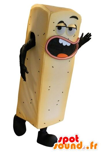 Costume de mascotte personnalisable de frite jaune, géante.