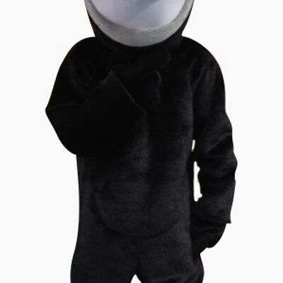 Costume de mascotte personnalisable de jolie souris noire et grise.