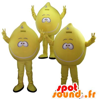 Lot de 3 Costume de mascotte personnalisable s de citrons jaunes.