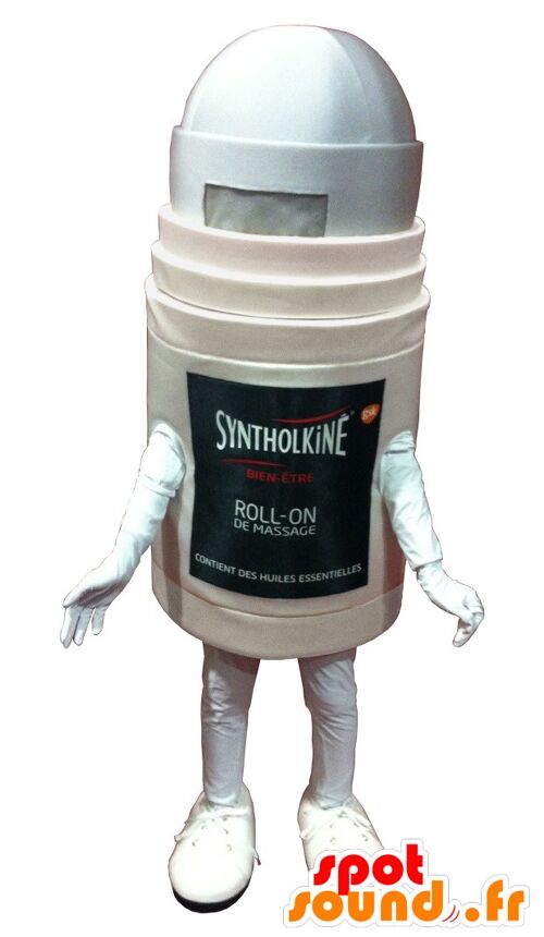 Costume de mascotte personnalisable de déodorant à bille.