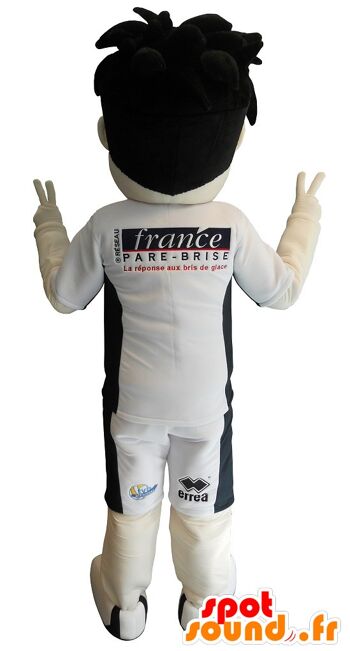 Costume de mascotte personnalisable de garçon sportif aux yeux bleus. 2