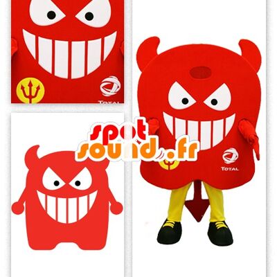 Costume de mascotte personnalisable de diable, tout rouge.