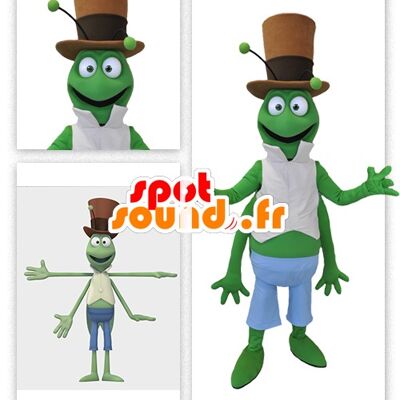 Costume de mascotte personnalisable de criquet, de sauterelle verte.