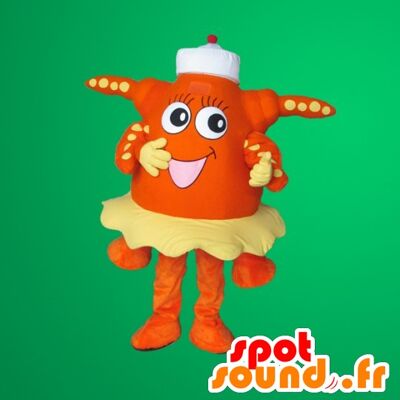 Costume de mascotte personnalisable d'étoile de mer orange.