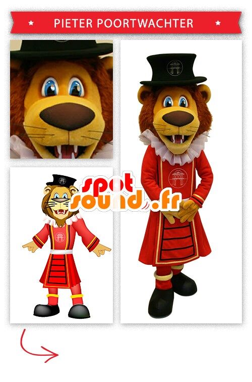 Costume de mascotte personnalisable de lion habillé en roi.