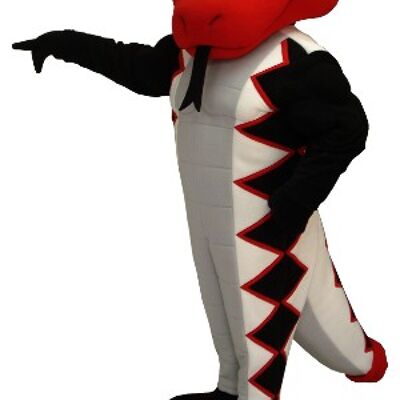 Costume de mascotte personnalisable de serpent rouge, blanc et noir.