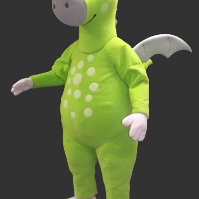 Costume de mascotte personnalisable de dragon vert fluo.