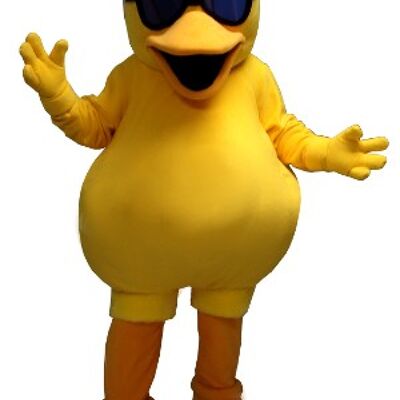 Costume de mascotte personnalisable de canard, de gros poussin jaune.
