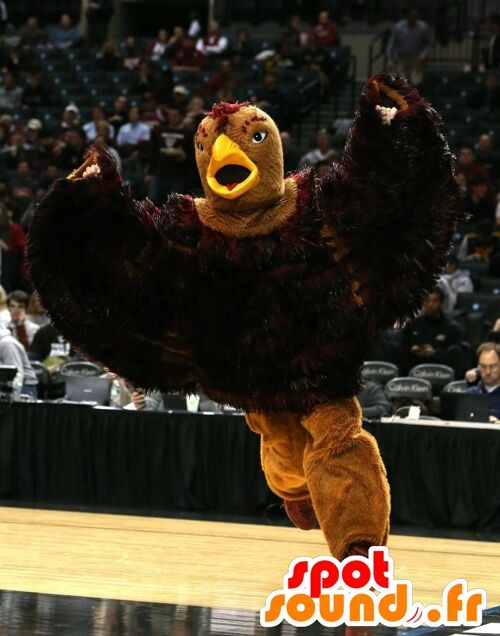 Costume de mascotte personnalisable d'aigle, de grand oiseau marron.