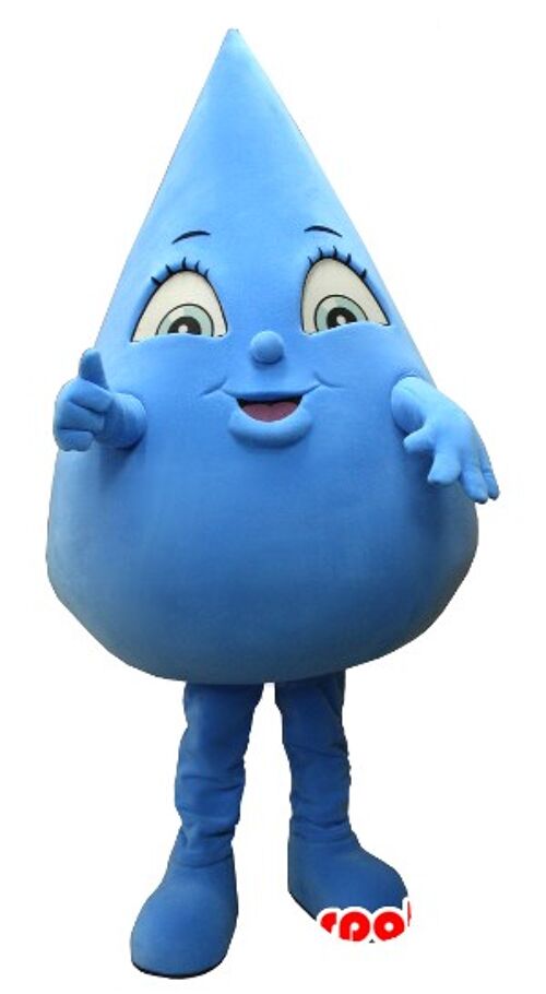 Costume de mascotte personnalisable de goutte d'eau, bleue, géante