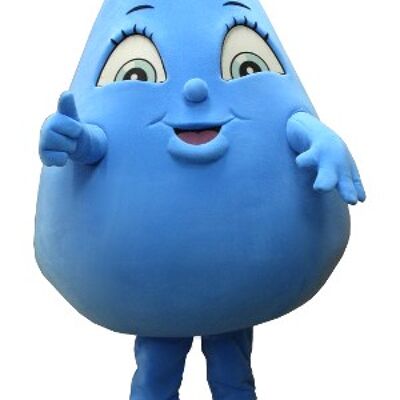 Costume de mascotte personnalisable de goutte d'eau, bleue, géante
