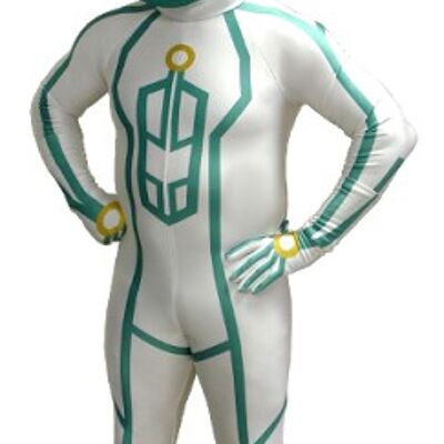 Costume de mascotte personnalisable de bonhomme en combinaison futuriste.