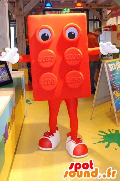 Costume de mascotte personnalisable de Lego orange, géant.