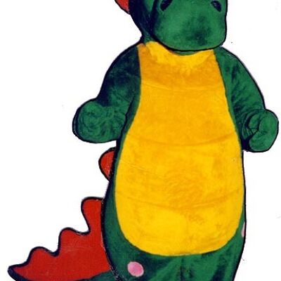 Costume de mascotte personnalisable de crocodile vert, rouge et jaune.