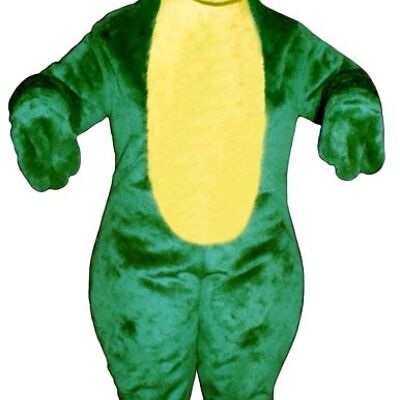 Costume de mascotte personnalisable de grenouiller verte et jaune.