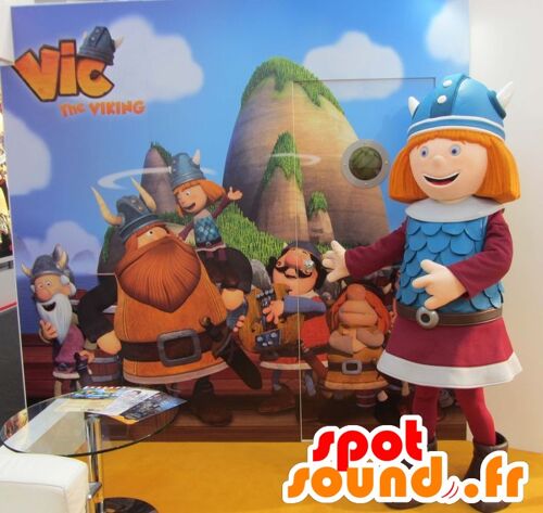 Costume de mascotte personnalisable rousse de Vic le Viking, célèbre personnage de télé.