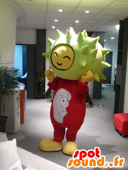 Costume de mascotte personnalisable de melon à cornes, de bogue de châtaigne.
