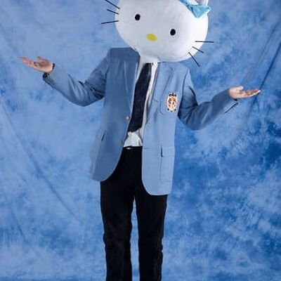 Costume de mascotte personnalisable de tête de chat, façon Hello Kitty.
