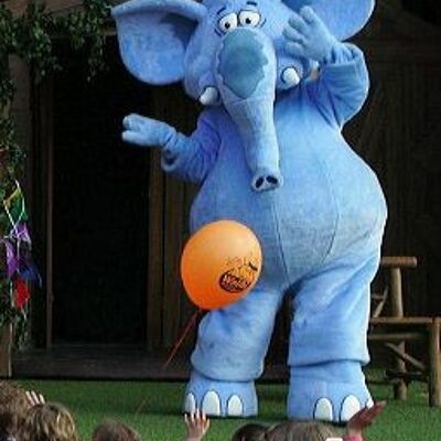 Costume de mascotte personnalisable d'éléphant bleu géant