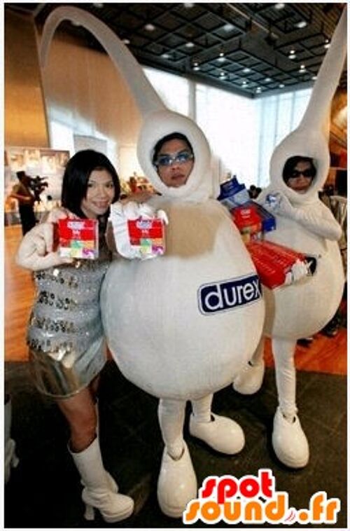 2 Costume de mascotte personnalisable s blanches de la marque Durex.