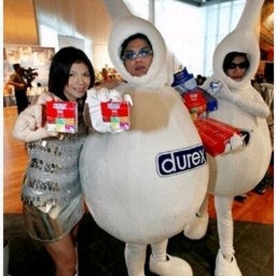 2 Costume de mascotte personnalisable s blanches de la marque Durex.