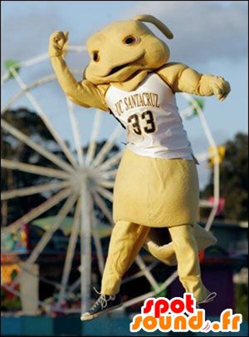 Costume de mascotte personnalisable de lapin, de créature jaune.