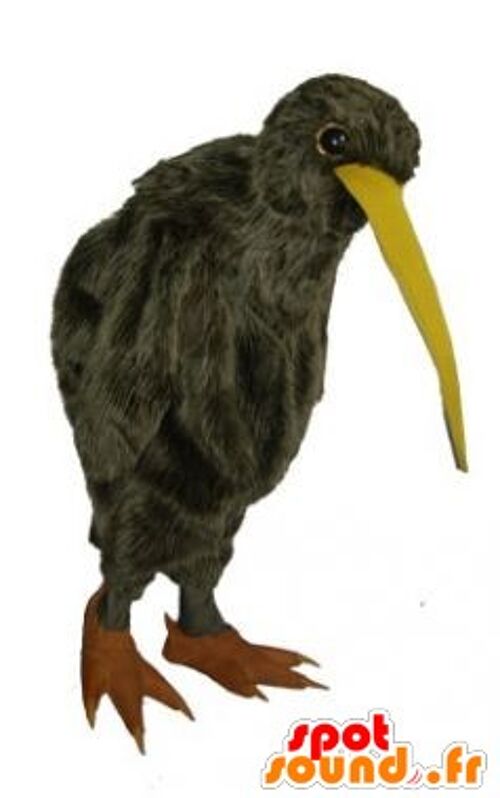 Costume de mascotte personnalisable d'oiseau marron, de courlis à long bec.