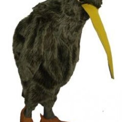 Costume de mascotte personnalisable d'oiseau marron, de courlis à long bec.