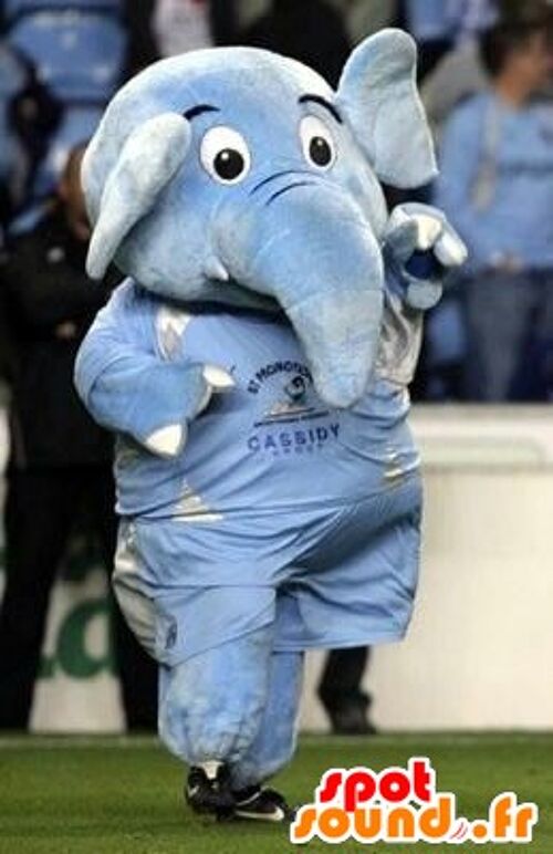 Costume de mascotte personnalisable d'éléphant bleu, géant