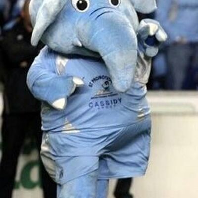 Costume de mascotte personnalisable d'éléphant bleu, géant
