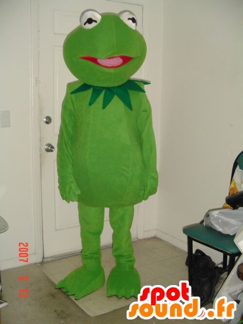 Costume de mascotte personnalisable de la célèbre grenouille verte, Kermit.
