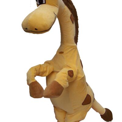 Costume de mascotte personnalisable de girafe jaune et marron.