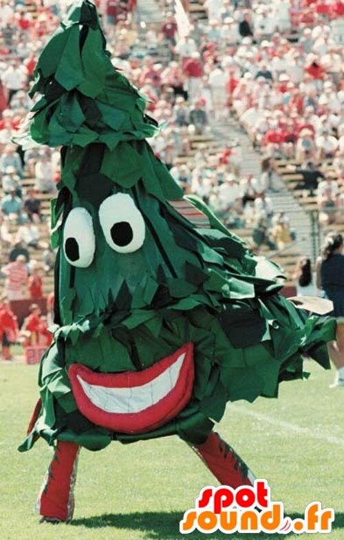 Costume de mascotte personnalisable de sapin vert, géant.