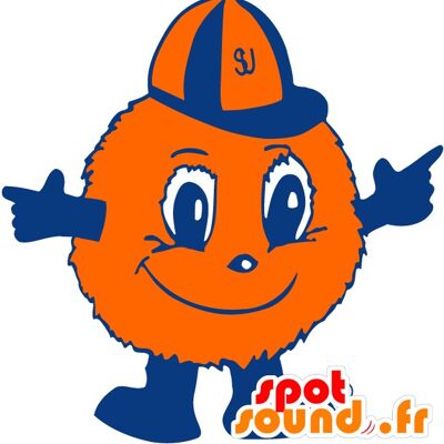 Costume de mascotte personnalisable de boule de poil orange, de ballon.
