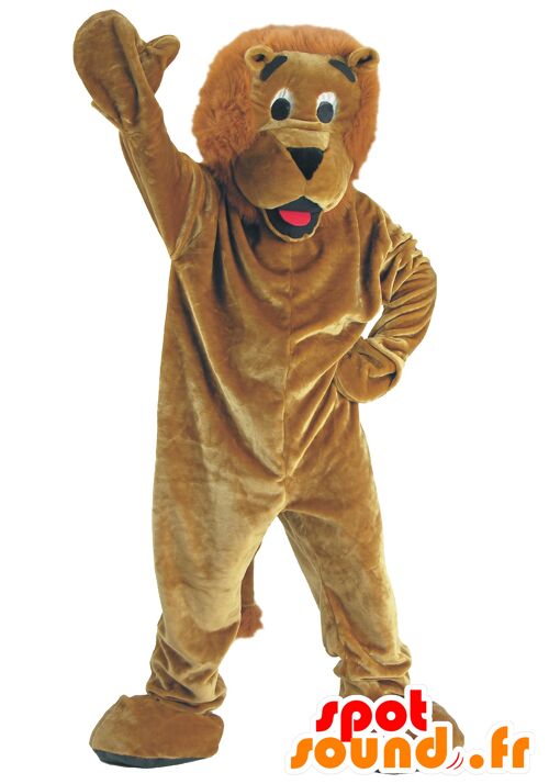 Costume de mascotte personnalisable de lion marron.
