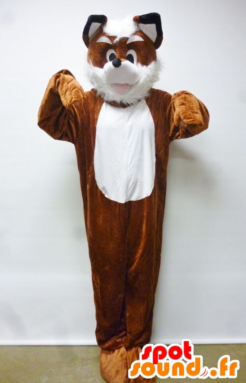 Costume de mascotte personnalisable de renard, de chien, orange et blanc.