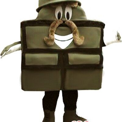 Costume de mascotte personnalisable de soldat, de sac militaire.