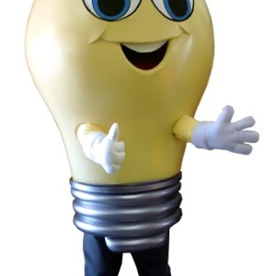 Costume de mascotte personnalisable d'ampoule jaune, géante.