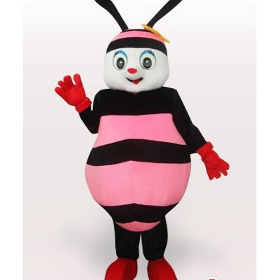 Costume de mascotte personnalisable d'abeille rose et noire.
