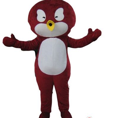 Costume de mascotte personnalisable d'oiseau rouge et blanc.