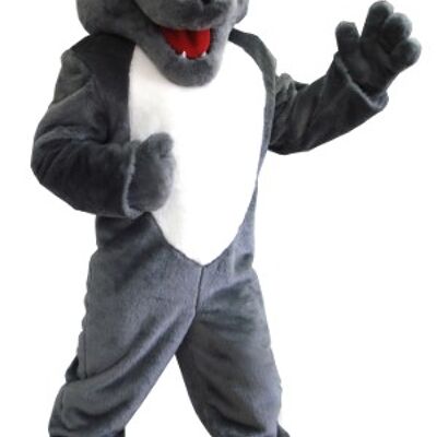 Costume de mascotte personnalisable de loup gris et blanc.