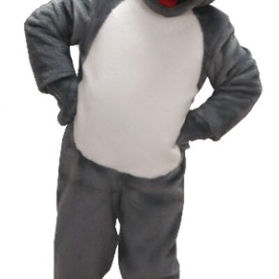 Costume de mascotte personnalisable de chien gris et blanc.