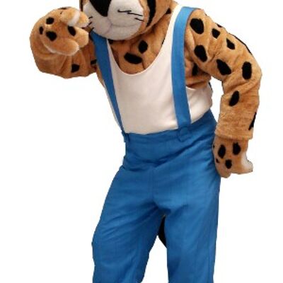Costume de mascotte personnalisable de léopard, de guépard en salopette.