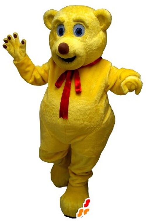 Costume de mascotte personnalisable d'ours jaune.