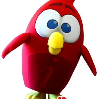 Costume de mascotte personnalisable d'oiseau rouge, du jeu vidéo Angry Birds.