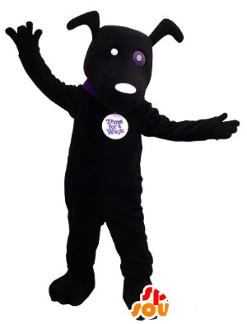 Costume de mascotte personnalisable de chien noir.