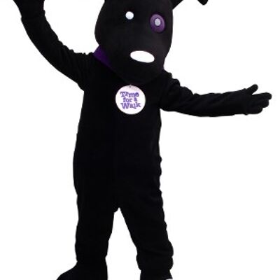 Costume de mascotte personnalisable de chien noir.