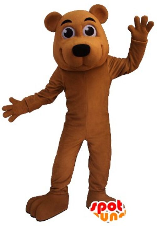Costume de mascotte personnalisable d'ours marron.