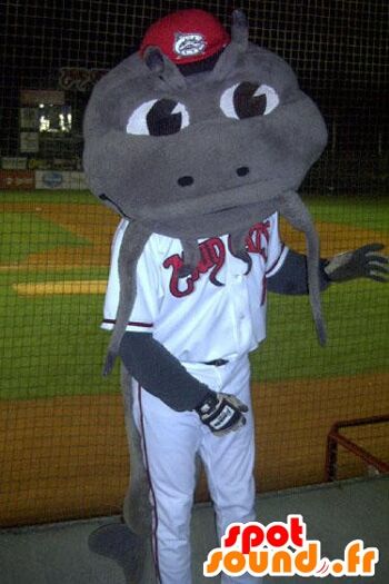 Costume de mascotte personnalisable de poisson-chat, de dragon gris.